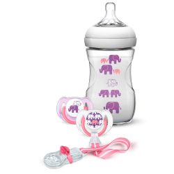 Avent Set za Djevojčice Bočica 260 ml + 2 Dude + Držač Dude